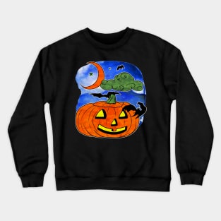 Spooky Halloween Pumpkin witn Bats Crewneck Sweatshirt